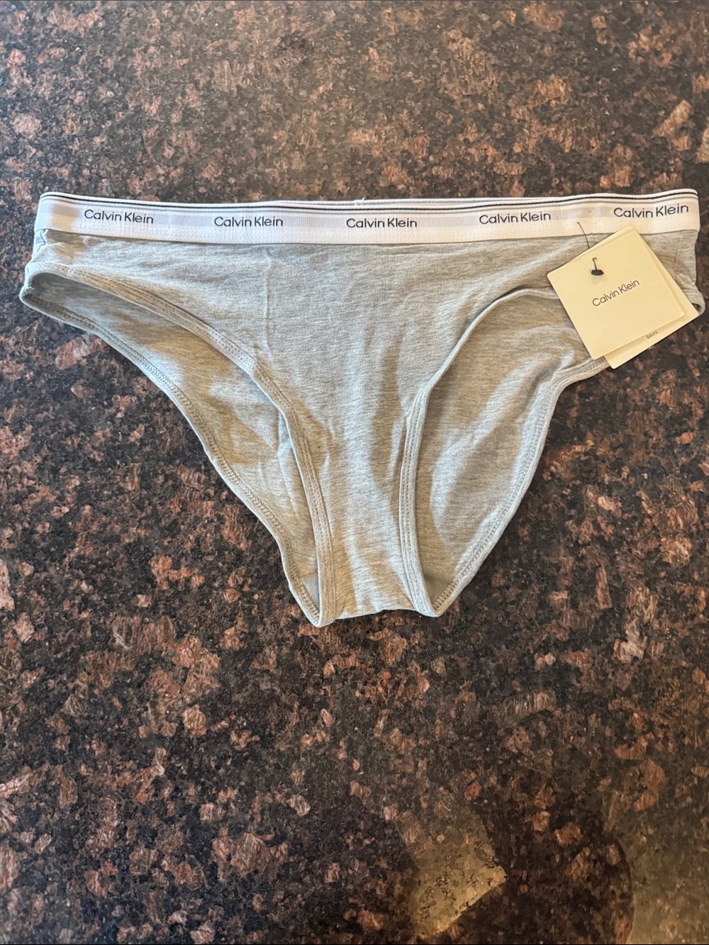 Calvin Klein Light Gray Women’s Cotton Bikini with Logo Waistband